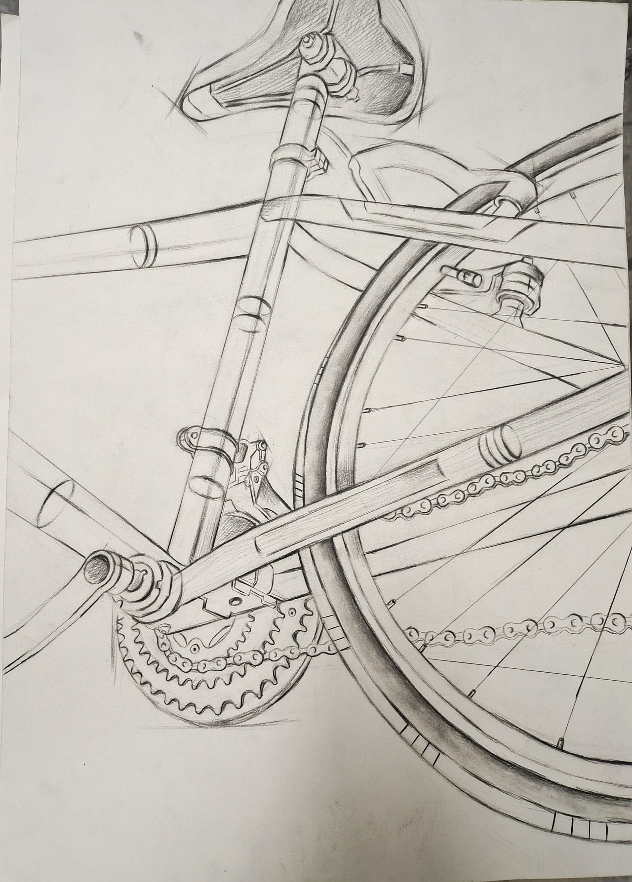 自行车局部素描图片