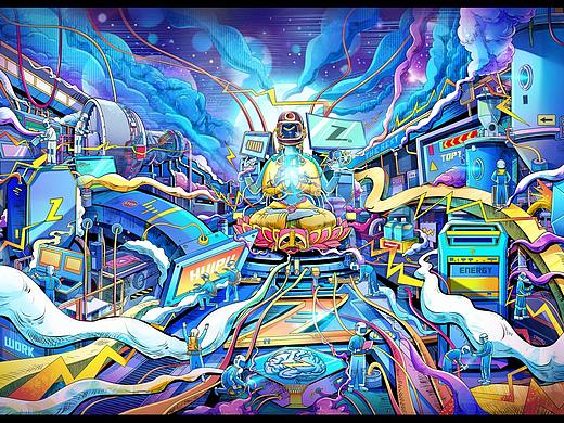 惠普插画海报