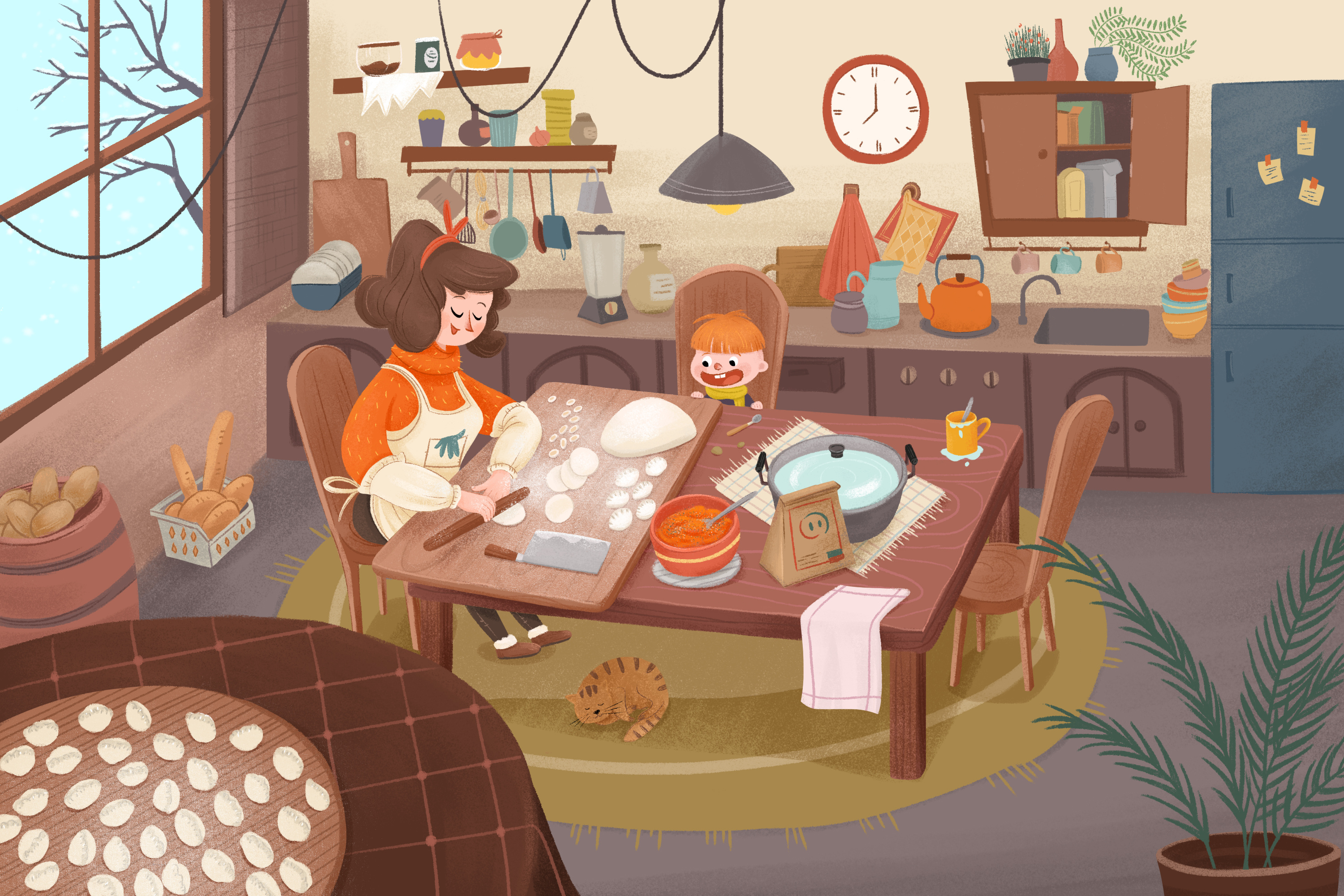 冬至包饺子|插画|商业插画|moly插画 - 原创作品 - 站酷 (zcool)