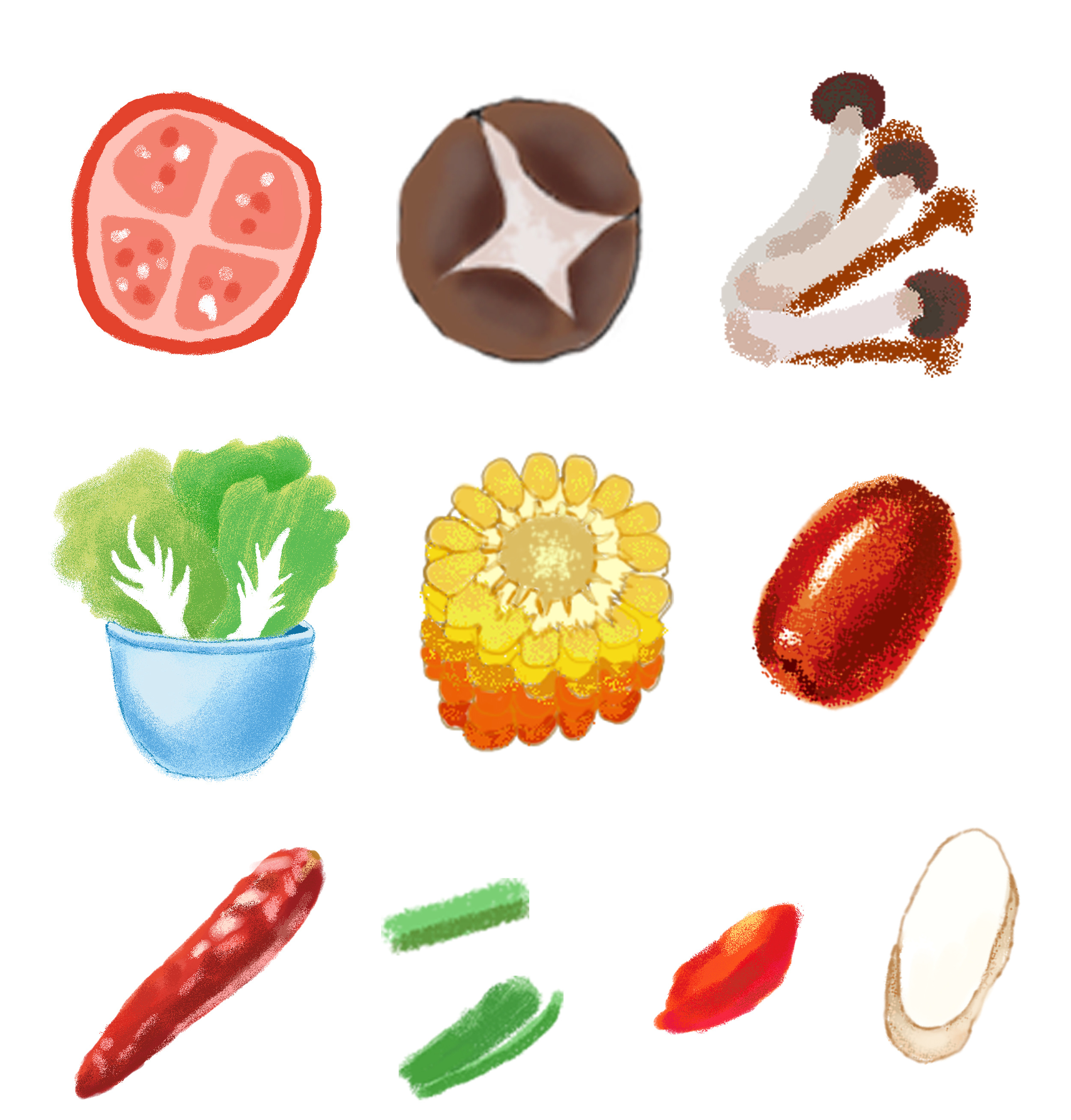 水果蔬菜卡通表情可爱角色插画 - 模板 - Canva可画