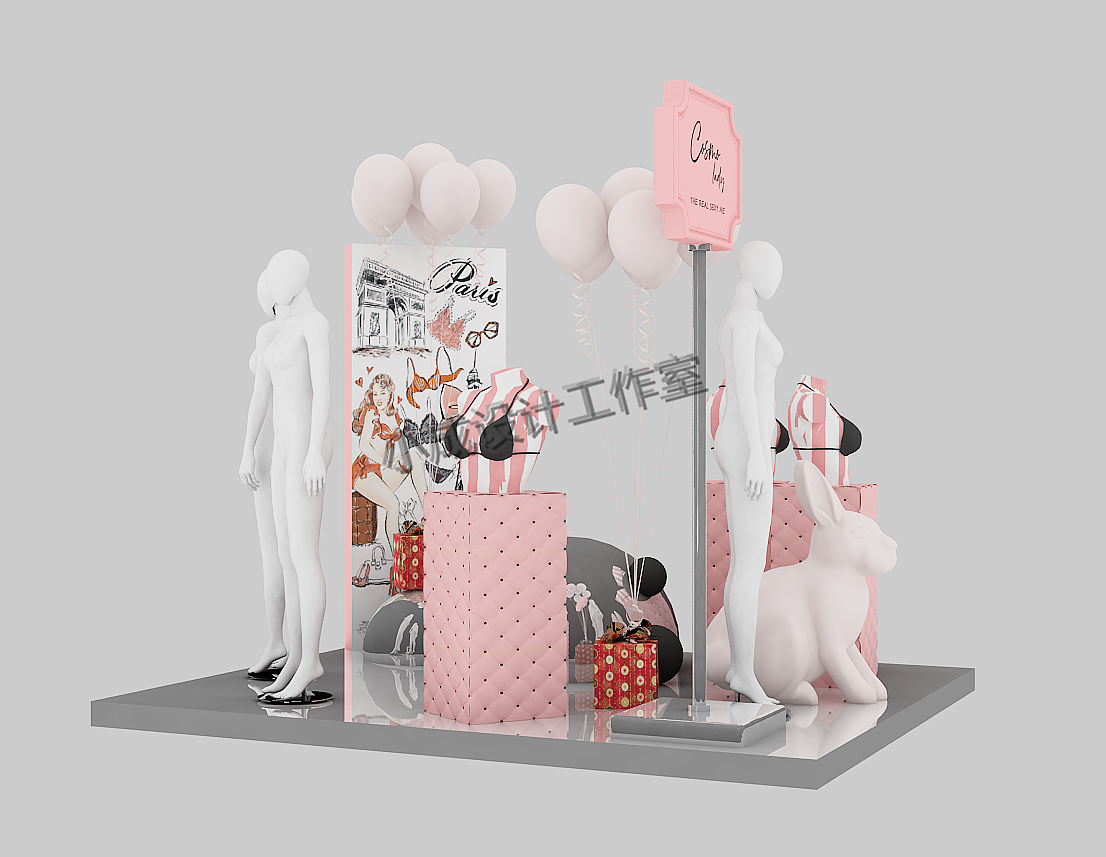 【美陈DP点】商场dp点兔子主题内衣美陈 圣诞节复活节