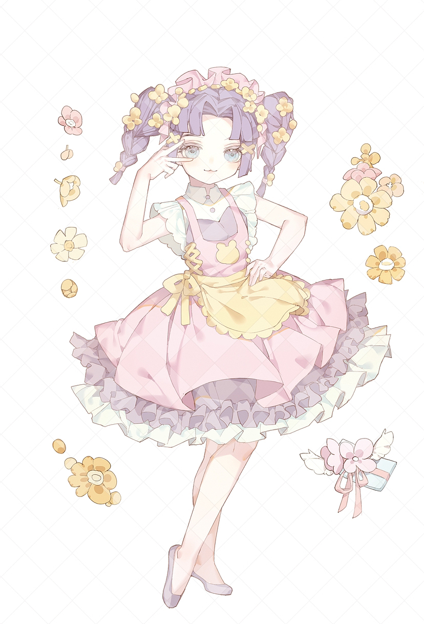 纸胶带-粉色少女和小熊