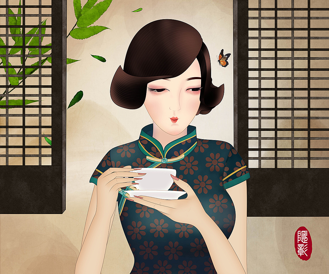 古风唯美红灯笼古书桌子古窗喝茶美人（图ZMjA4MDc2MjY4） - 商业插画 - 站酷设计师隐彰原创素材 - 站酷ZCOOL