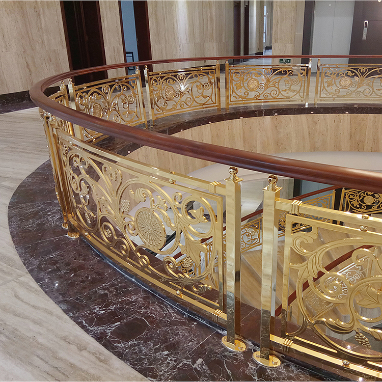 艺术雕花古铜铜艺楼梯护栏扶手 豪华铜楼梯定制价格