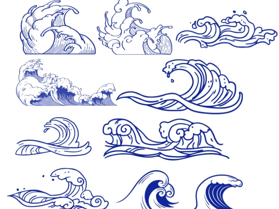 38种海浪花纹集锦-中国风元素笔刷！！