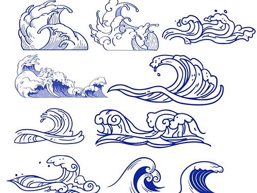 38种海浪花纹集锦-中国风元素笔刷！！