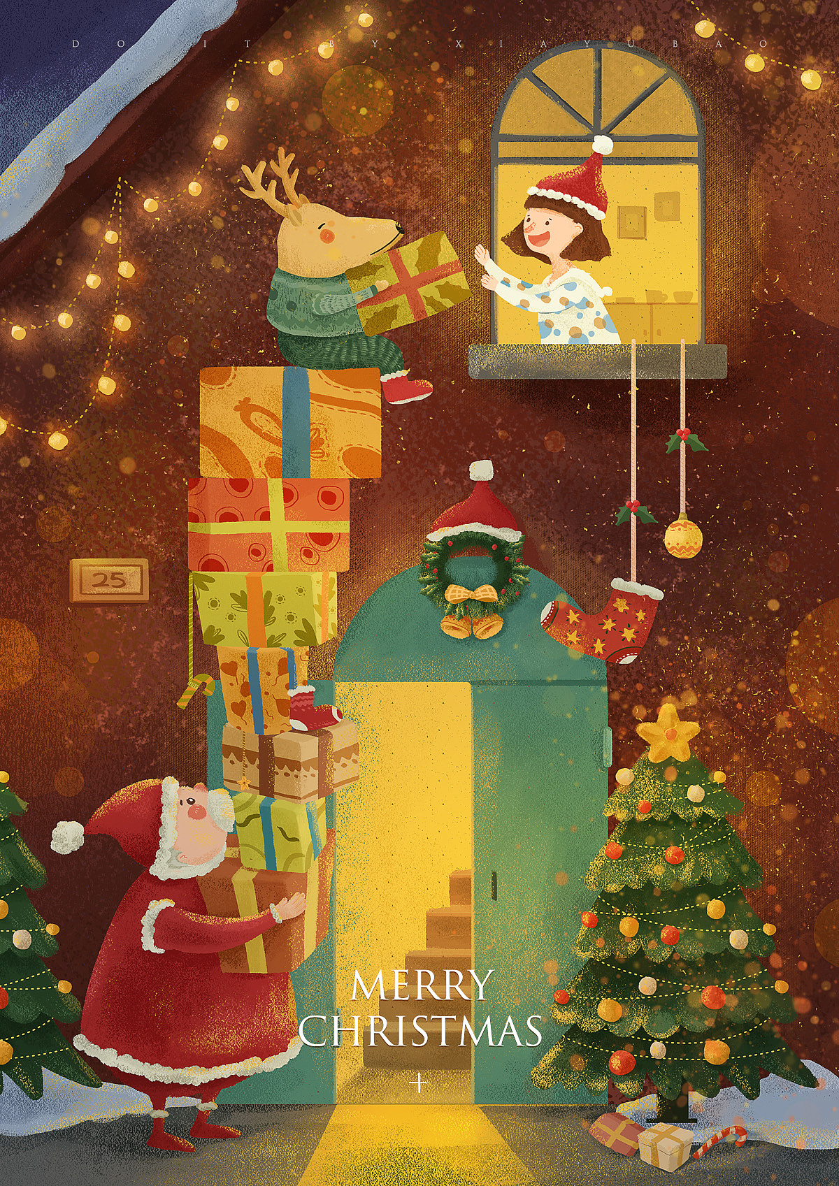 卡通壁纸 圣诞夜的夜空 - 堆糖，美图壁纸兴趣社区