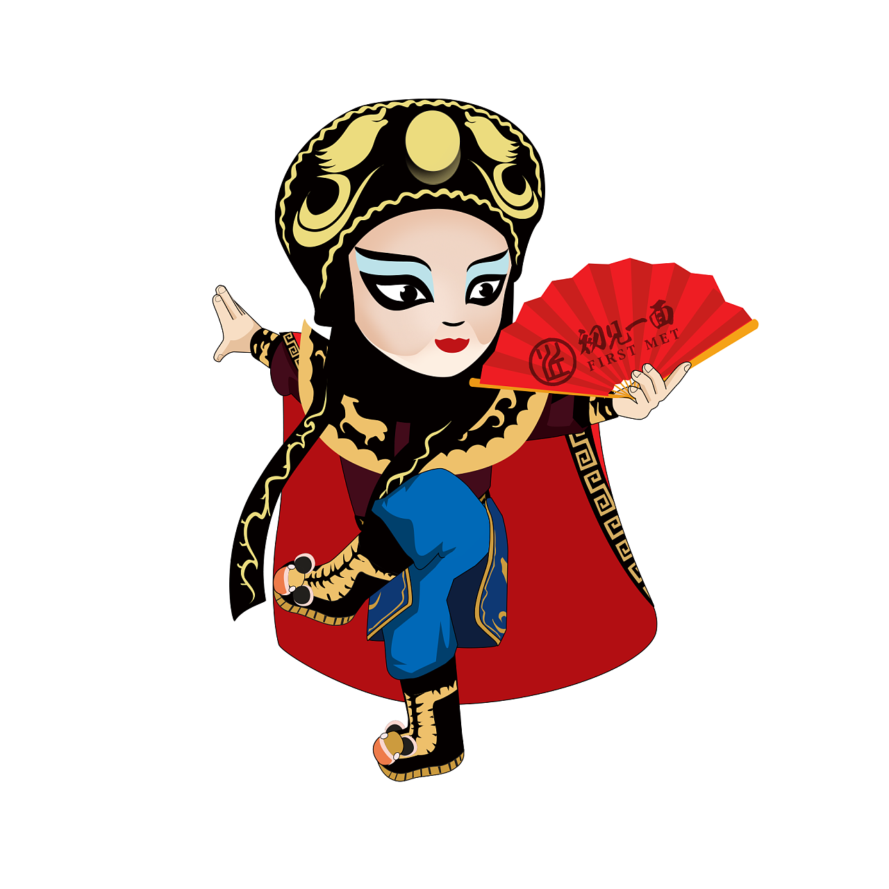 给朋友的成都小吃店临时加急设计的两幅川剧脸谱插画