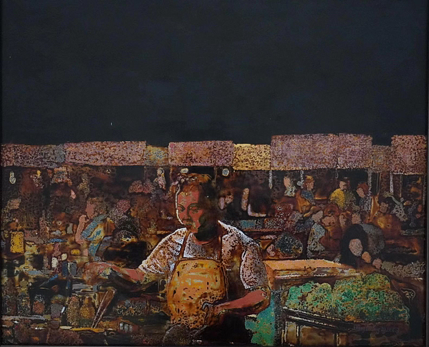 漆畫系列作品——煙火（圖ZMzE5ODcxMTU2） - 繪畫 - 站酷設(shè)計(jì)師Z938993336原創(chuàng)素材 - 站酷ZCOOL