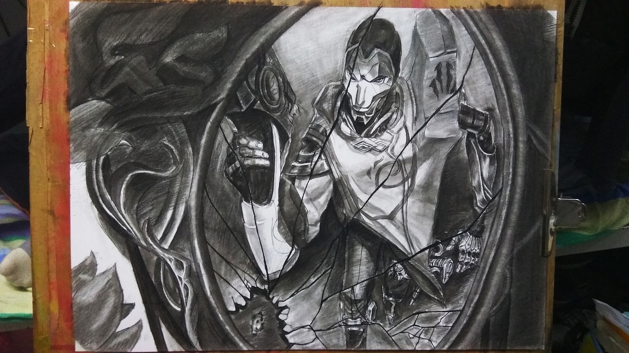 临摹作品插画游戏原画lol英雄联盟素描乐享人生e1直播44水粉-习作01