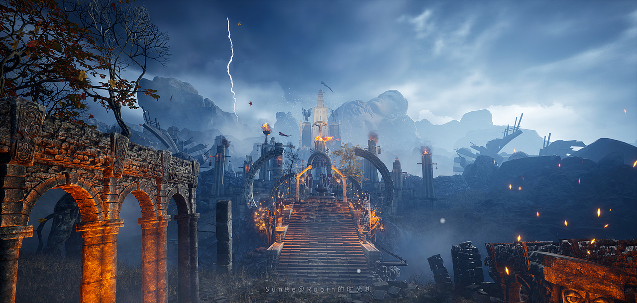 虚幻4游戏场景设计失落的神庙实机游戏试玩demo