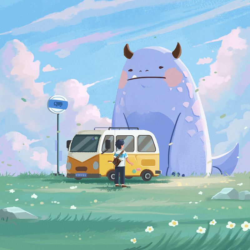 怪兽站台（图ZMjQzMjUyMDA0） - 商业插画 - 站酷设计师插画师益生菌原创素材 - 站酷ZCOOL