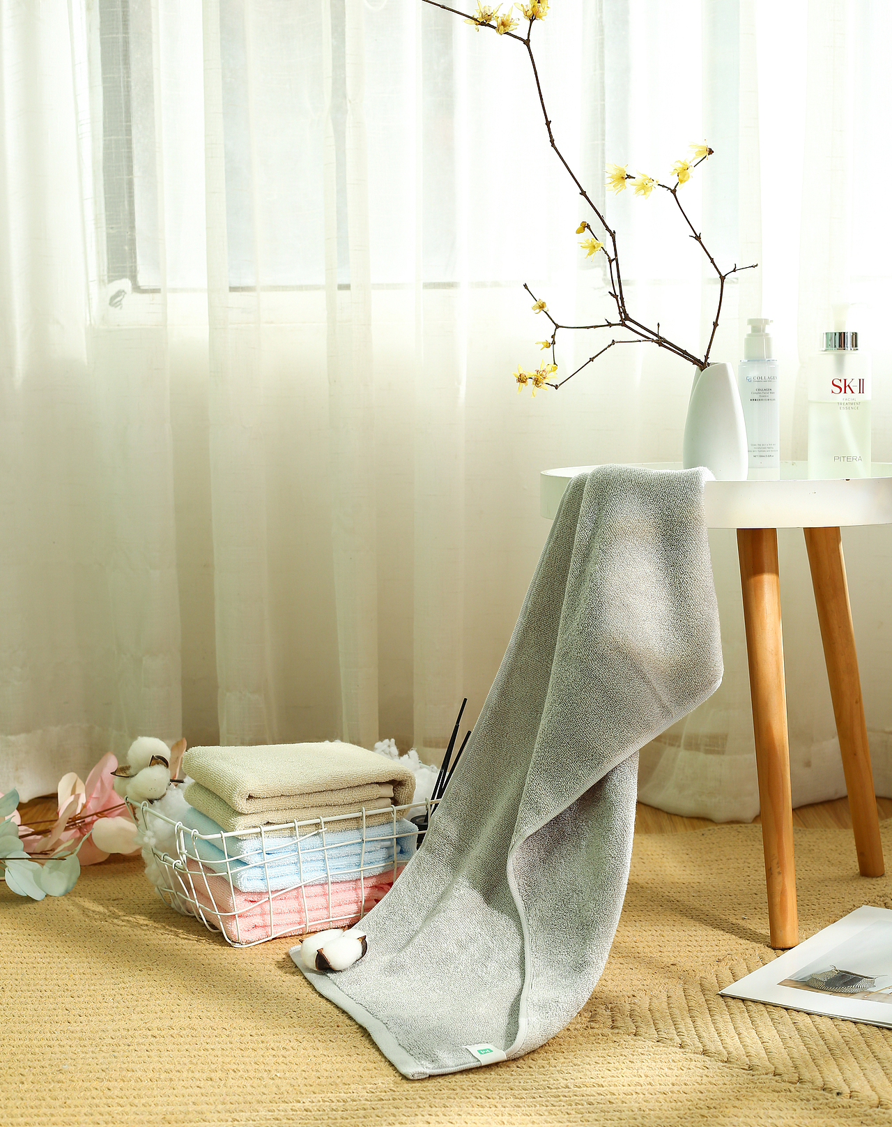 毛巾日化拍摄浴巾模特睡衣拍照产品广告静物摄影人像电