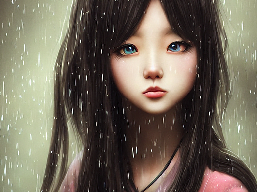 #AI创作实验室#猫猫、女孩、雨中