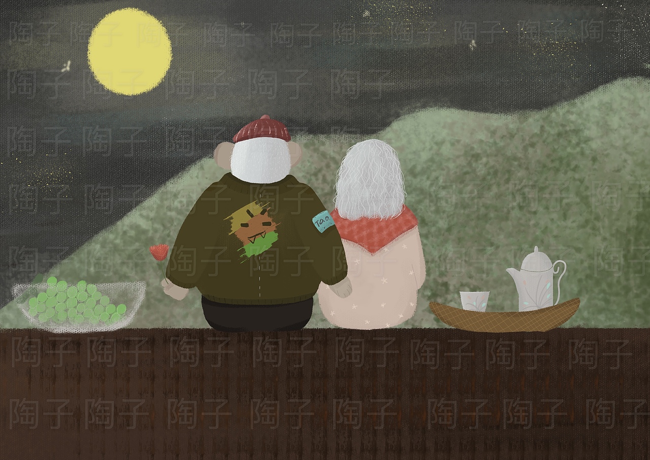 和你一起赏月❤️❤️❤️（图ZMjI3MDUwNTky） - 儿童插画 - 站酷设计师大毛的胖陶子原创素材 - 站酷ZCOOL