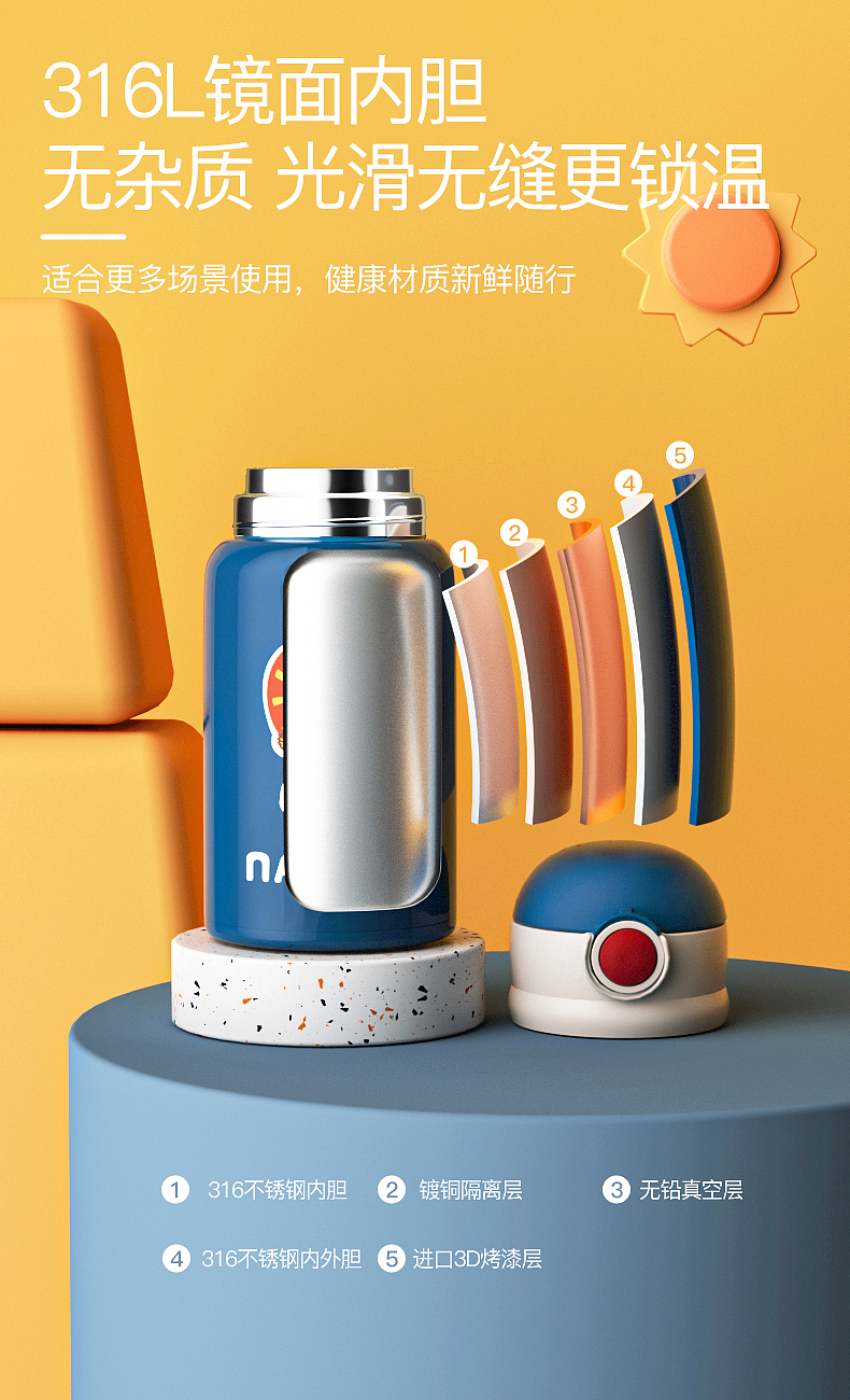 产品渲染 儿童保温杯（图ZMjY1NDEwMjg4） - 产品 - 站酷设计师你是拐拐原创素材 - 站酷ZCOOL