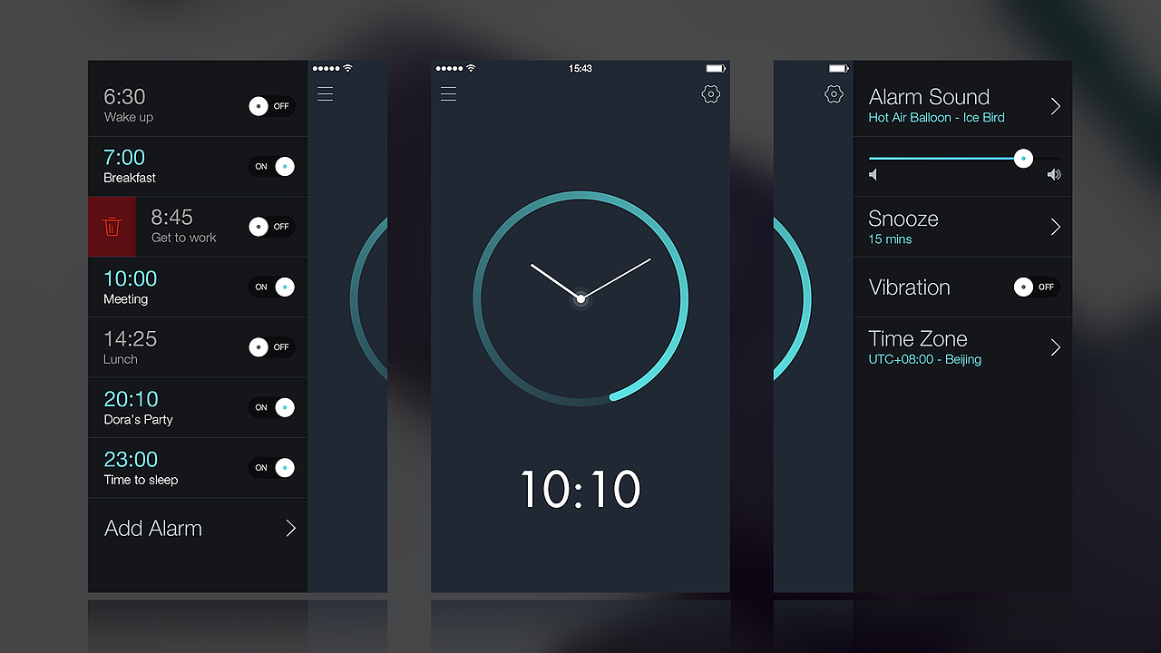 Alarm Clock Concept Design（图ZMjQ5NjIxMjQ=） - APP界面 - 站酷设计师ponyodora原创素材 - 站酷ZCOOL