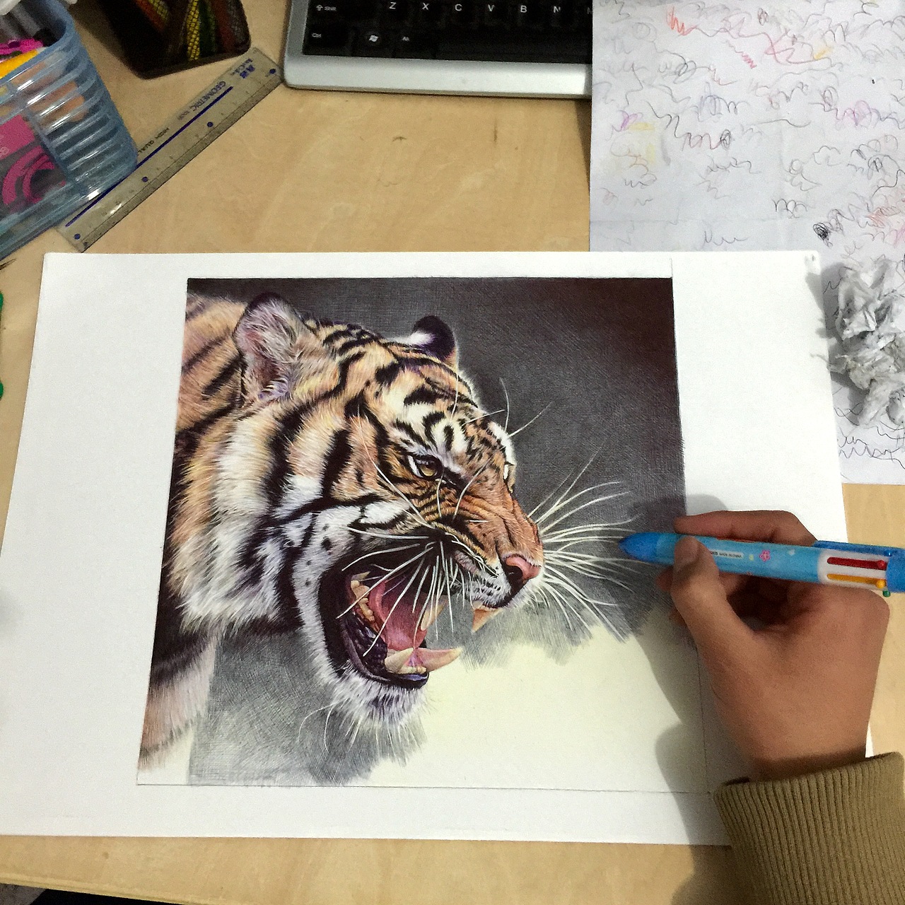 ZD圆珠笔画—猛虎（过程图）（图ZMjY3Mzc1MzI=） - 绘画 - 站酷设计师AisinGioroZD周丹原创素材 - 站酷ZCOOL