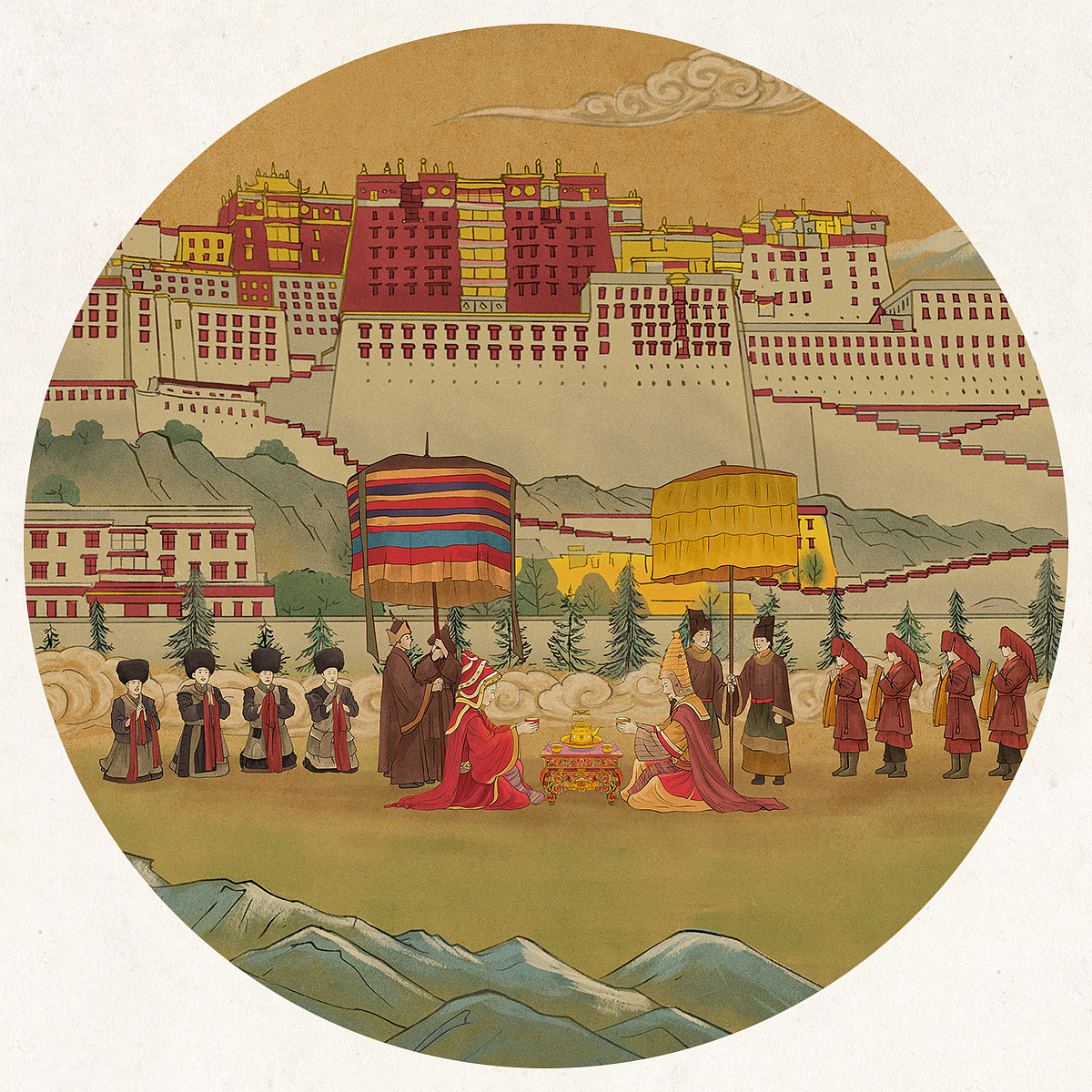 蒙顶山茶仿古长卷两幅（图ZMzQ2NzY3MjEy） - 商业插画 - 站酷设计师春和绘原创素材 - 站酷ZCOOL