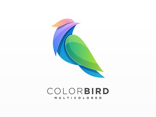 国外炫彩风格鸟logo标志AI素材
