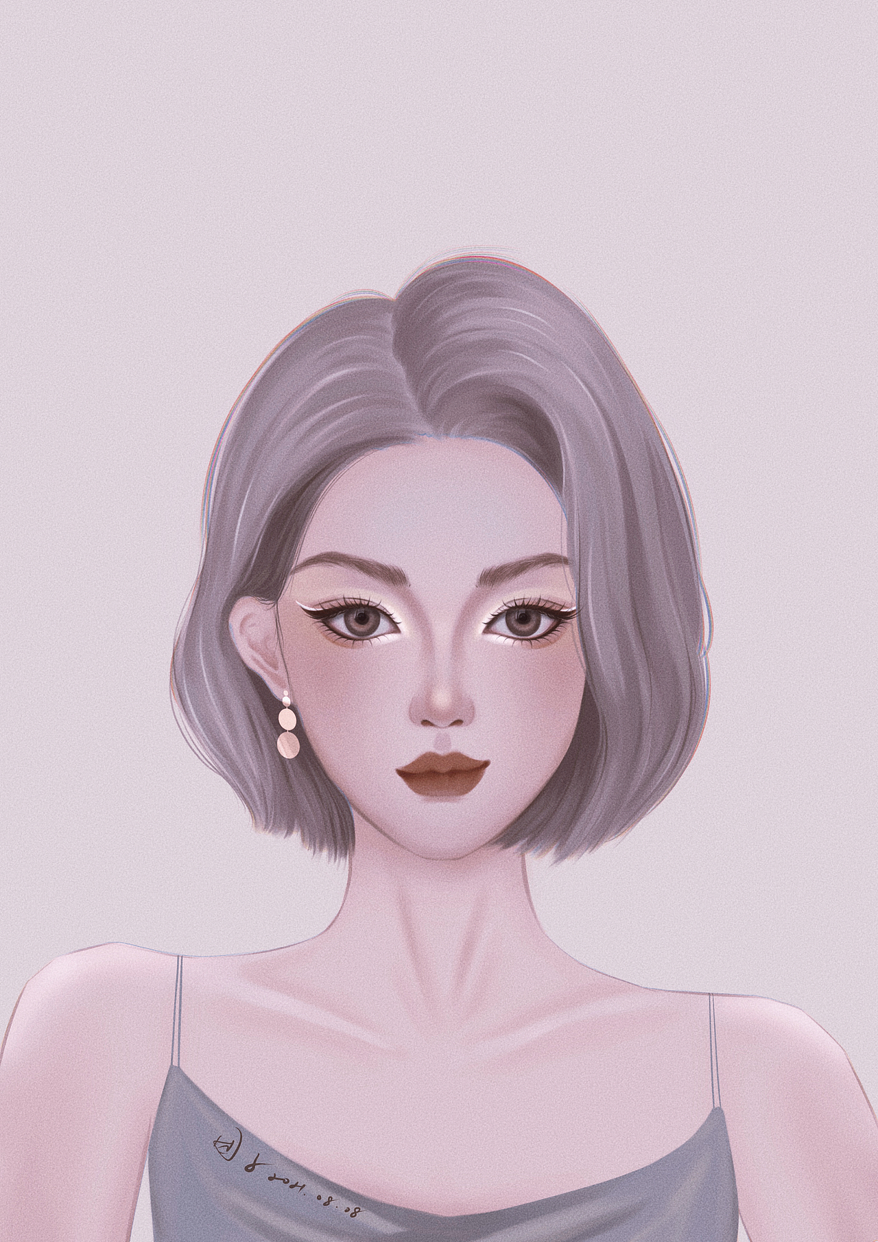 短发女生手绘头像 |酷飒辣妹欧美风|插画|商业插画|青梅团子 - 原创