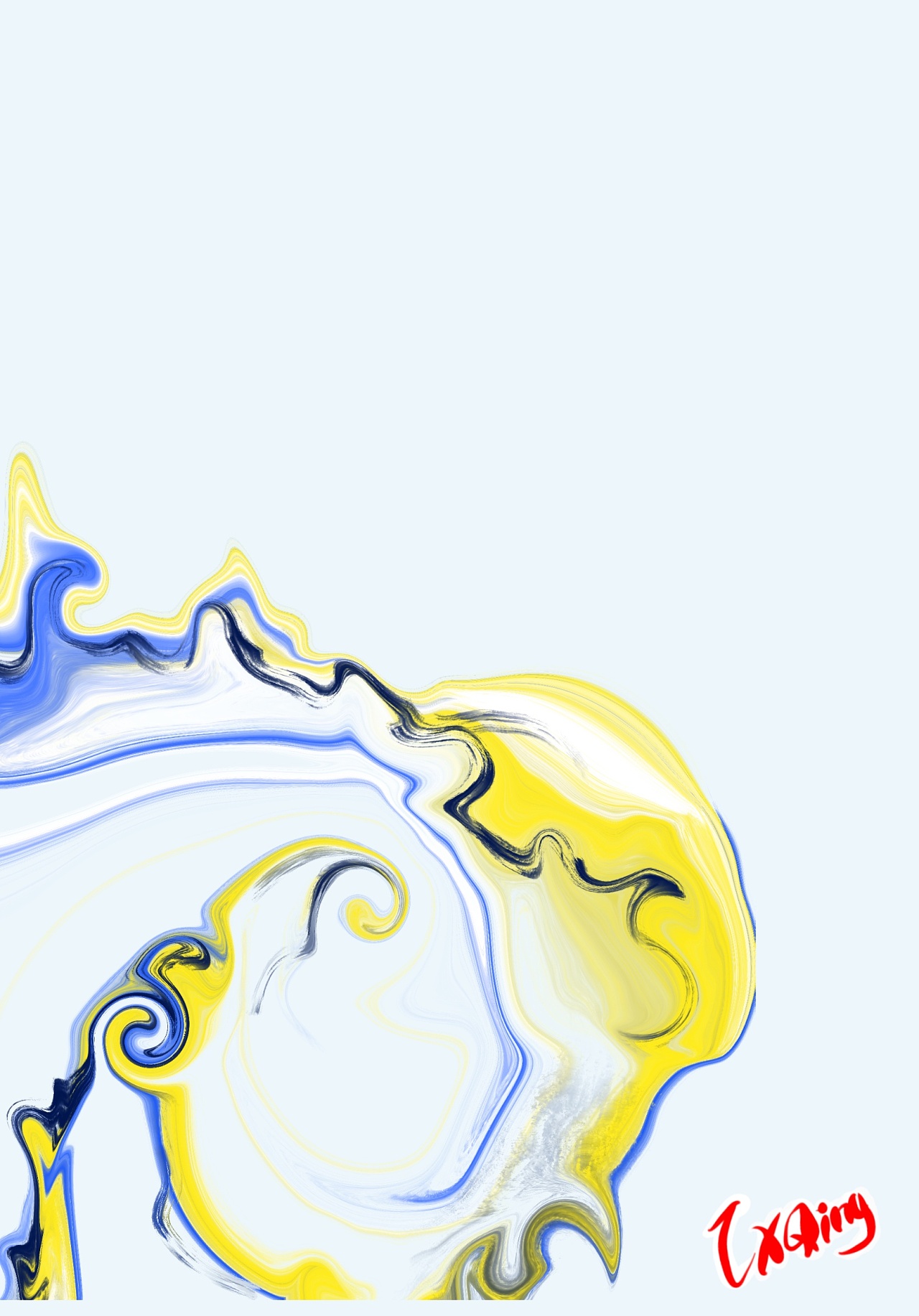 用procreate模仿流体画,通过鲜明颜色对比创造带有韵律的无序的图形