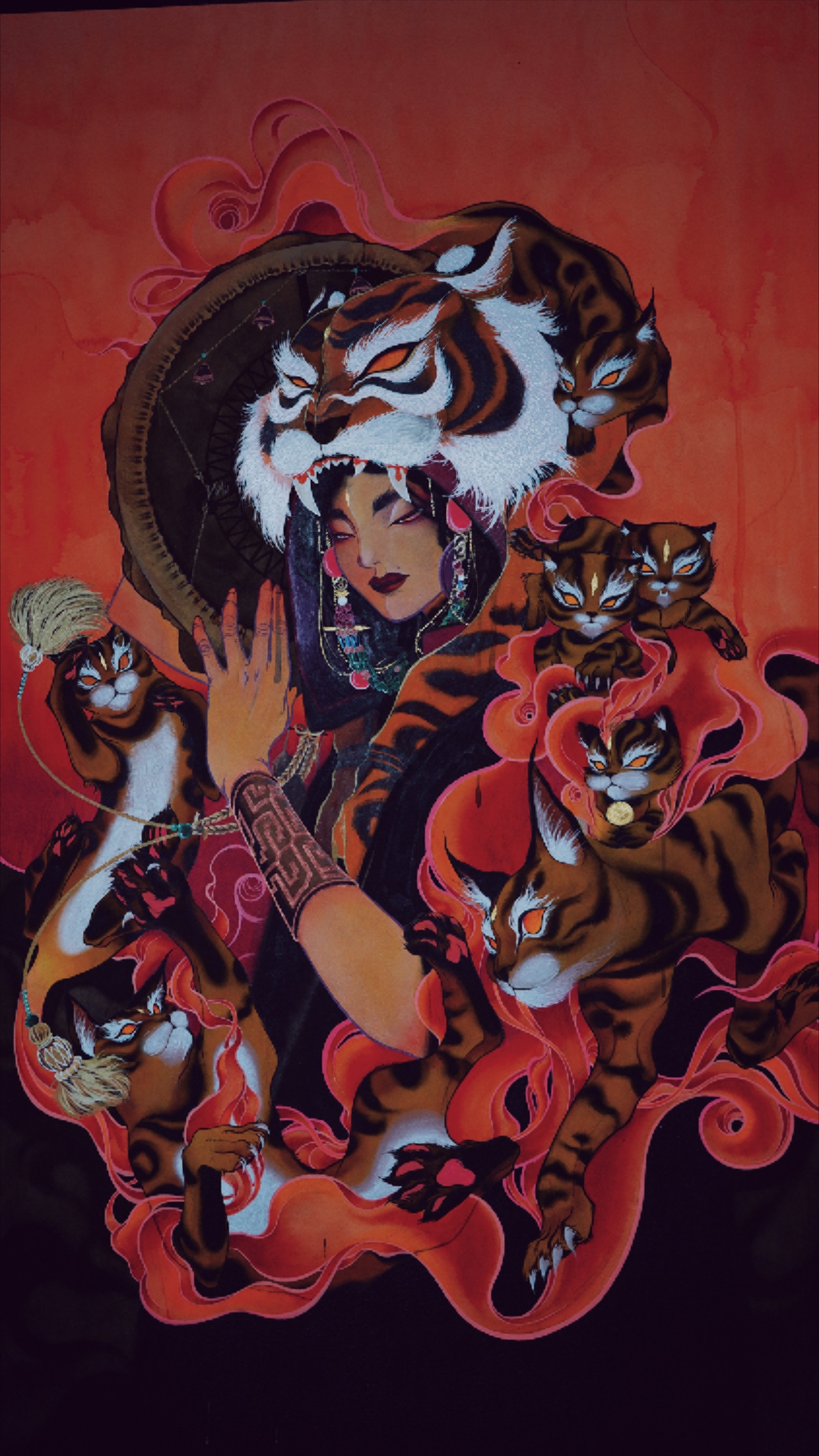 shaman girl n her cats（图ZMjMwNTkwMTI0） - 艺术插画 - 站酷设计师dearqqzhao原创素材 - 站酷ZCOOL