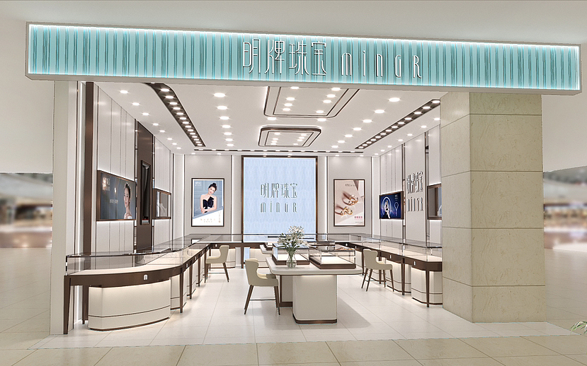 效果图施工图!商业空间珠宝店,门头,工装办公室家装