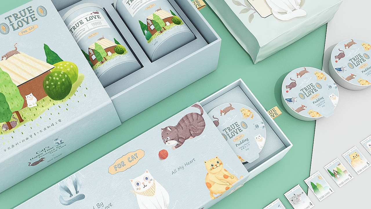 「 TRUE LOVE猫粮品牌」金质营养 · 承载全方位的呵护 ​​（图ZODE1MTk1MTY=） - 包装 - 站酷设计师你好大海品牌设计原创素材 - 站酷ZCOOL