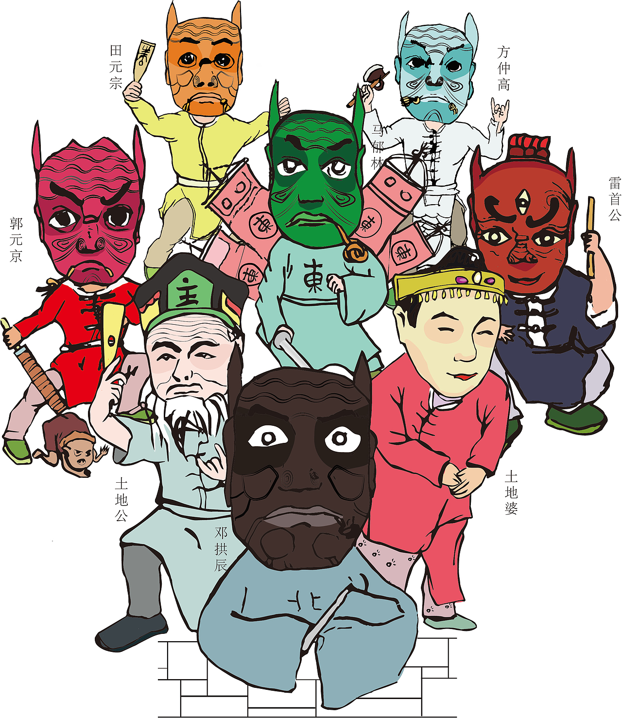 湛江傩舞作为比较有特色的地方文化艺术产品,将它以年画的手法表达;不