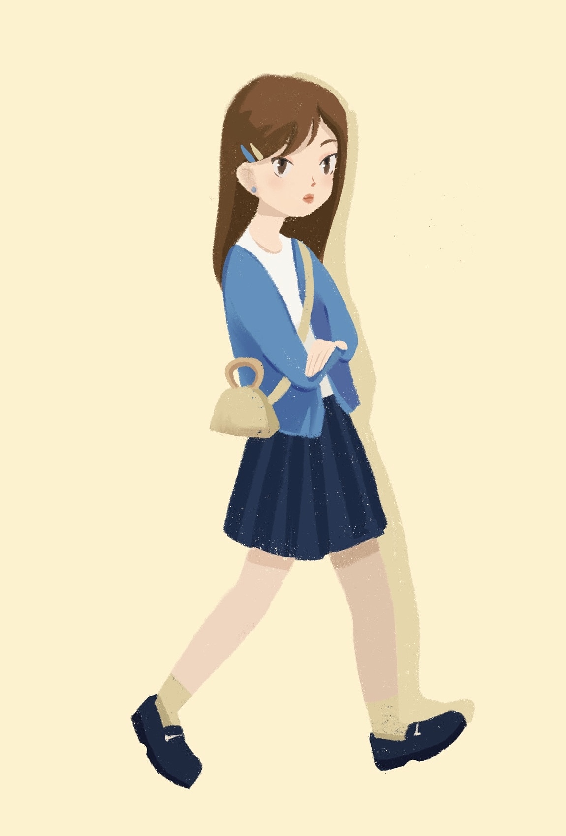 周一
蓝色针织➕黑色短裙 时髦的感觉