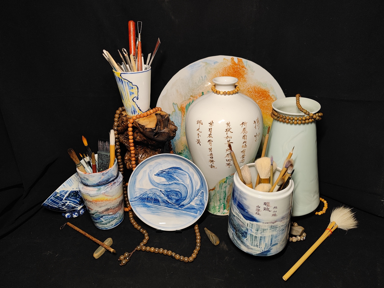 景德镇考察的一些陶瓷作品 / 山海经题材创作