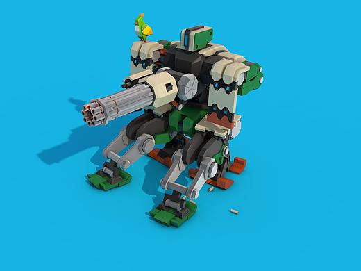 【守望先锋】LOWPOLY风格的堡垒~哨兵+机枪模式变形