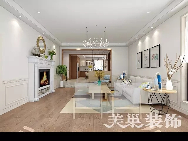 天伦庄园350平北欧混搭风格别墅装修效果图---客厅侧面