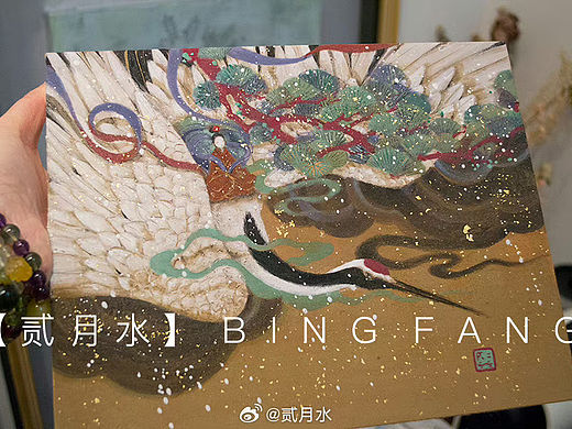【贰月水】岩彩｜风雪飞鹤