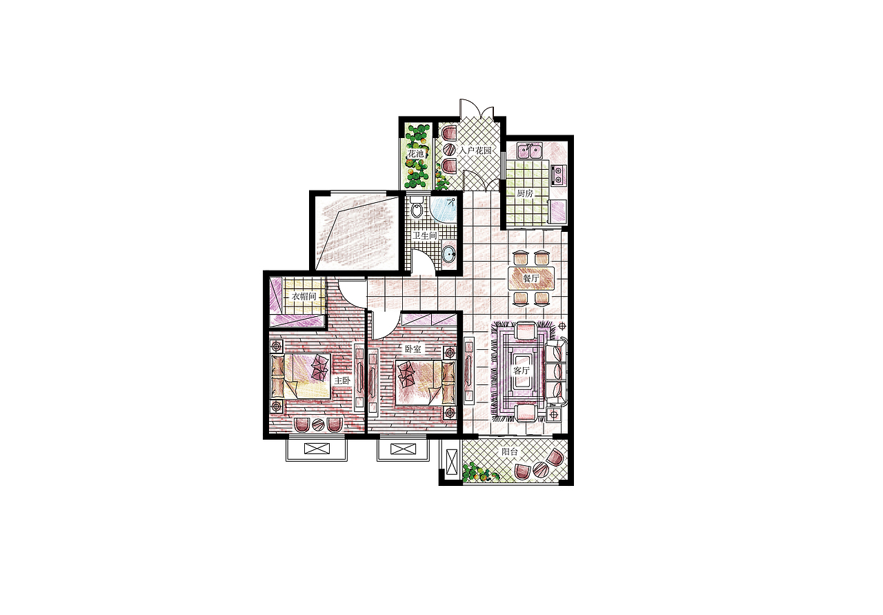 户型家配图(手绘风)