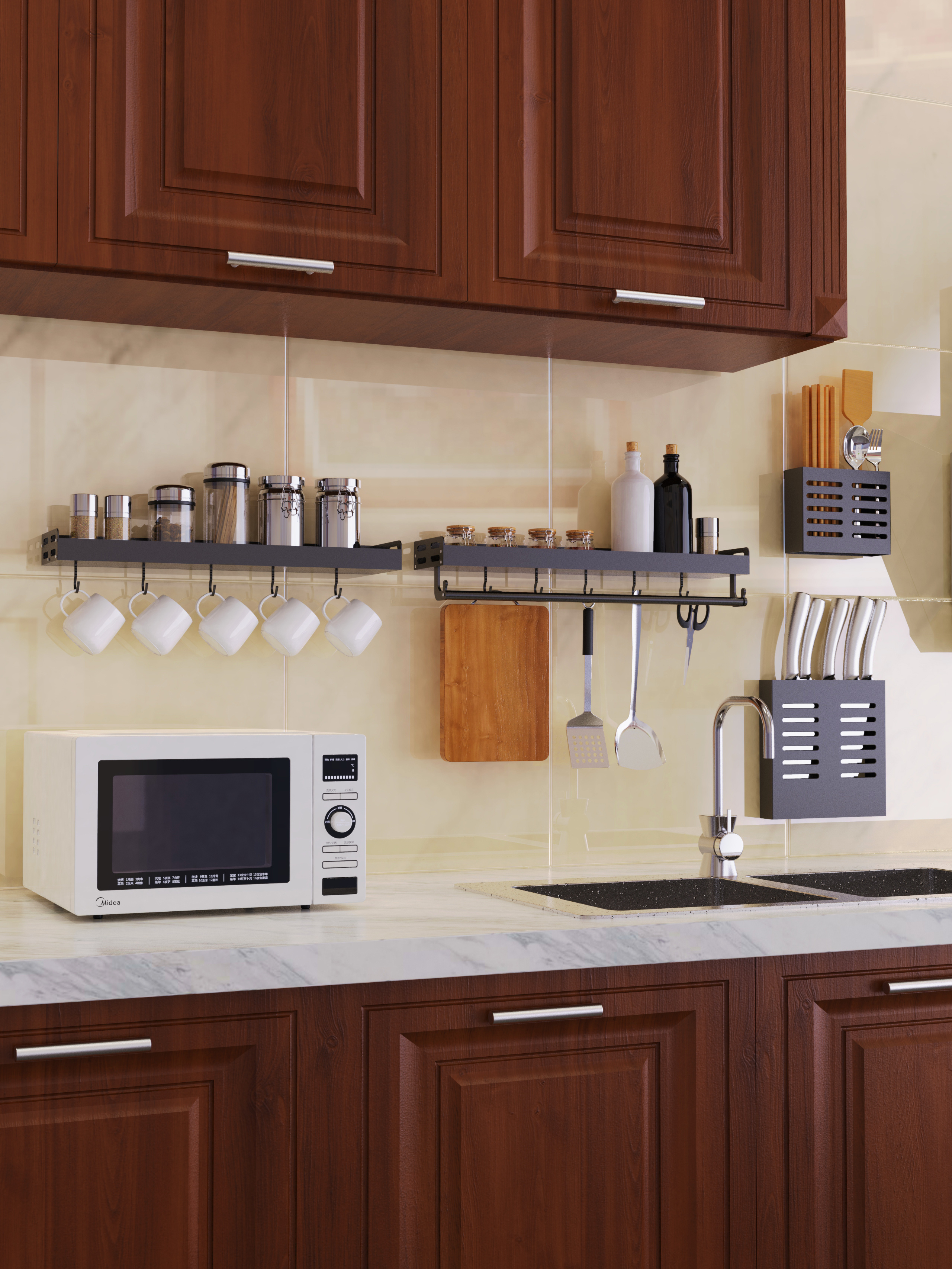 美式厨房整体橱柜布置_装修图片-保障网装修效果图