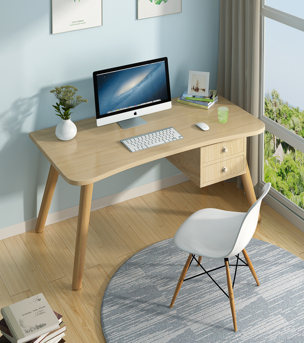 电脑桌3d 建模渲染