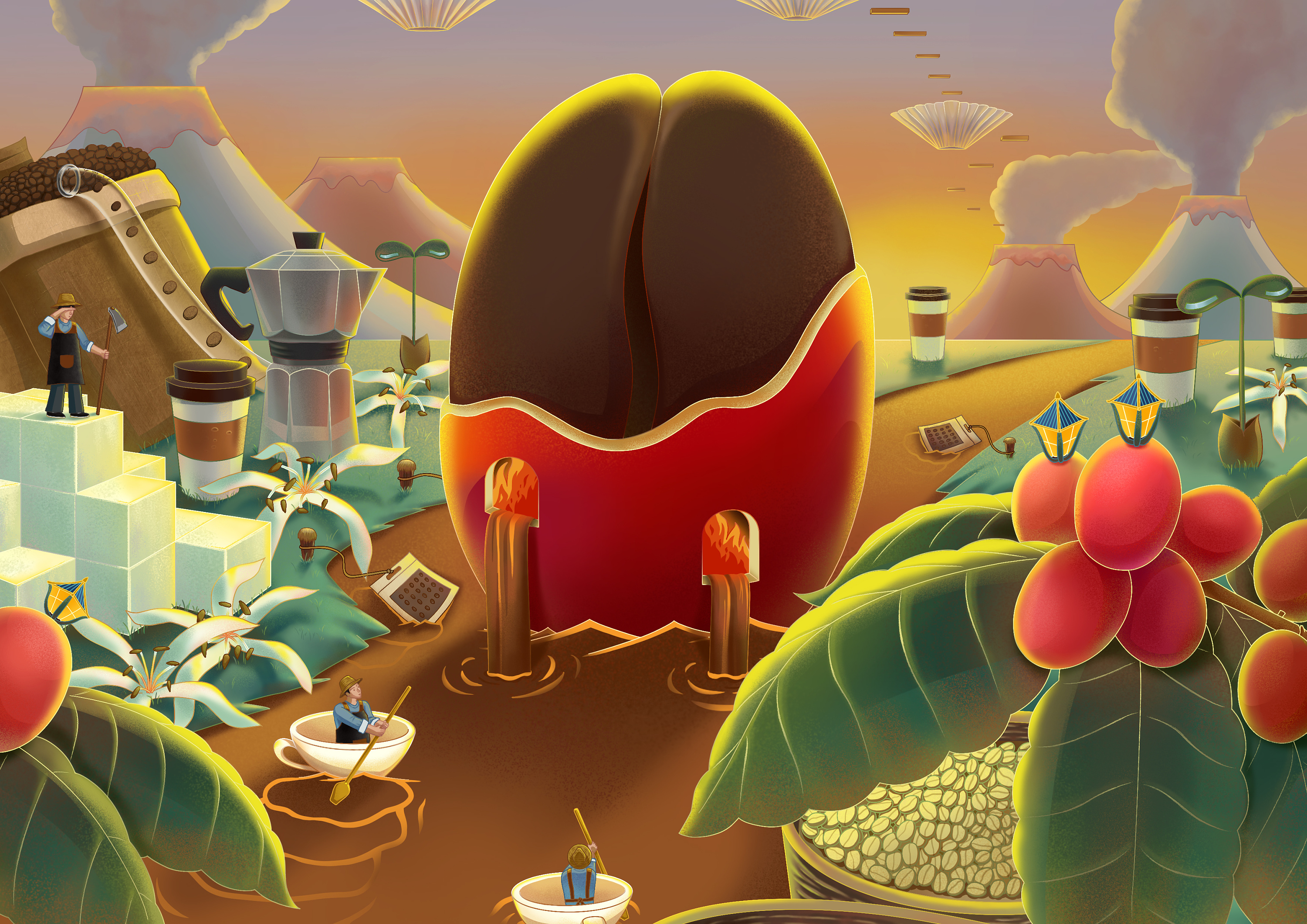 《咖啡奇遇记》包装插画