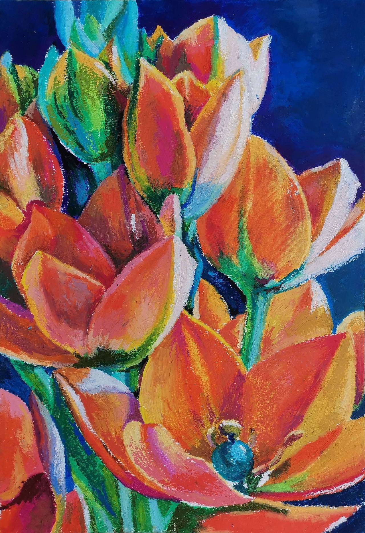 油画棒作品|纯艺术|绘画|梅杂暖春_原创作品-站酷zcool