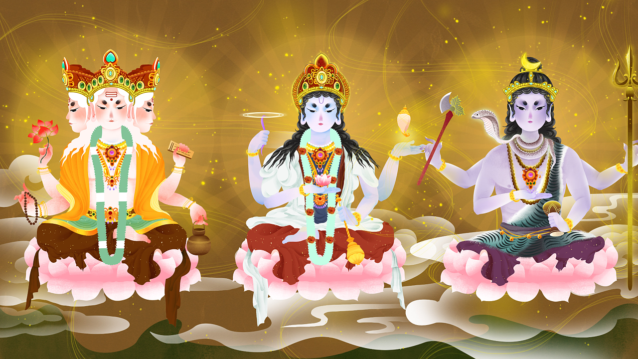 三相神夜叉阿修罗推 荐原创-插画-艺术插画大酱山羊,署名-非商业性