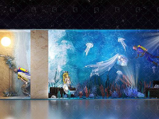 #橱窗设计# 海洋婚礼橱窗设计