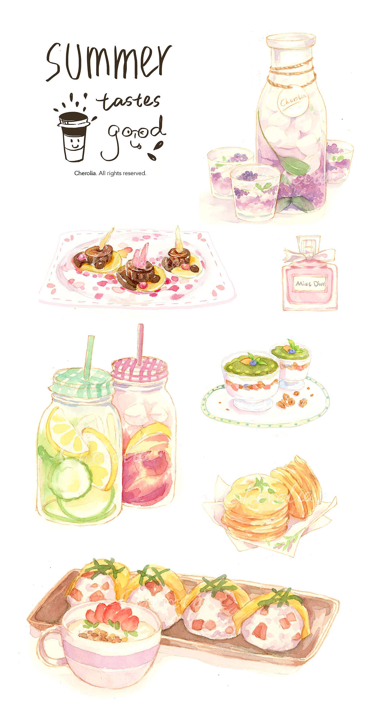 Summer | 夏日美食（图ZMjE1MTExMDI0） - 商业插画 - 站酷设计师小悦cherolia原创素材 - 站酷ZCOOL