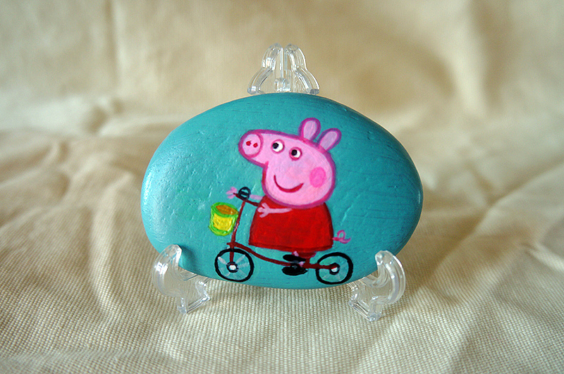 手绘石头—小猪佩奇第二组(商用定制)|纯艺术|绘画|果子design - 原创