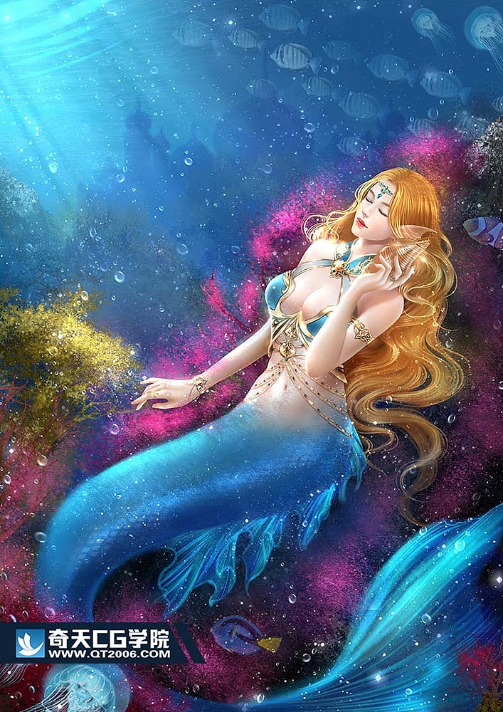 商业插画 深海韵歌美人鱼|插画|商业插画|奇天cg学院 - 原创作品