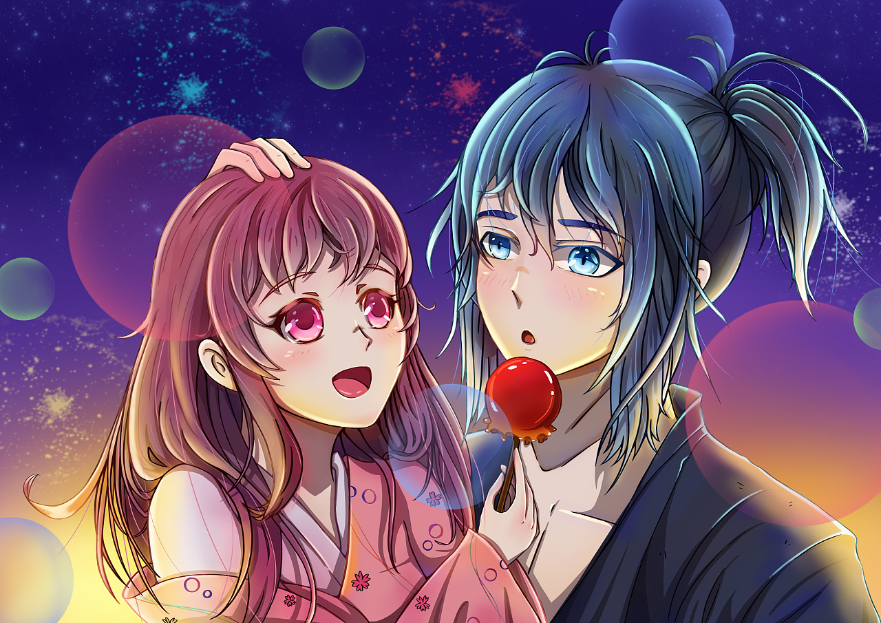 夜斗&日和 yyds~|插画|创作习作|杉小杉 - 原创作品 - 站酷 (zcool)