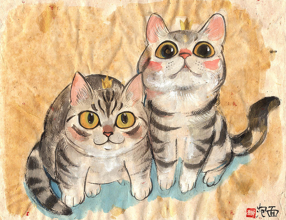 假装是写意毛笔画猫咪