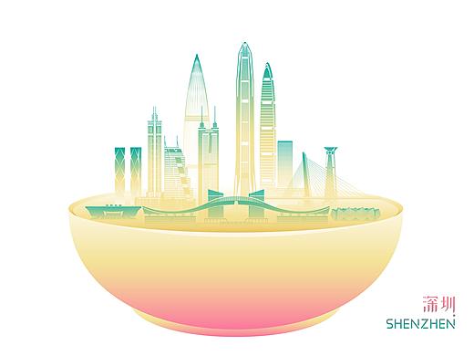 深圳天际线矢量插画