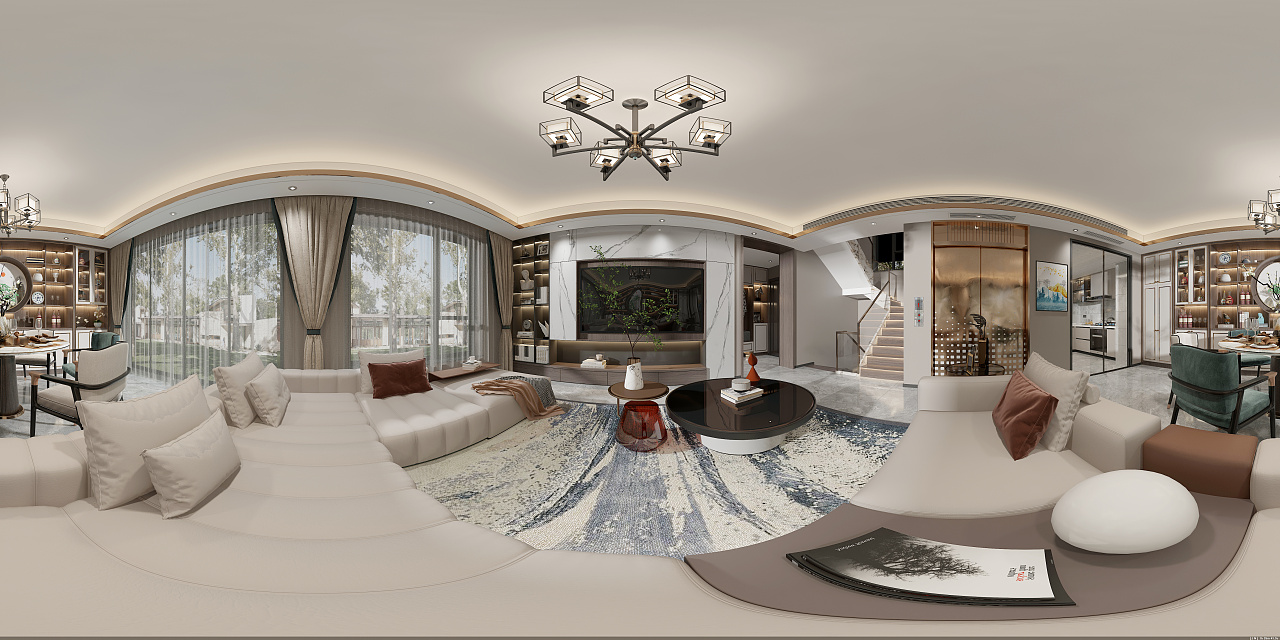 客餐厅全景效果图|空间|家装设计|万邦小高 - 原创作品 - 站酷 (zcool