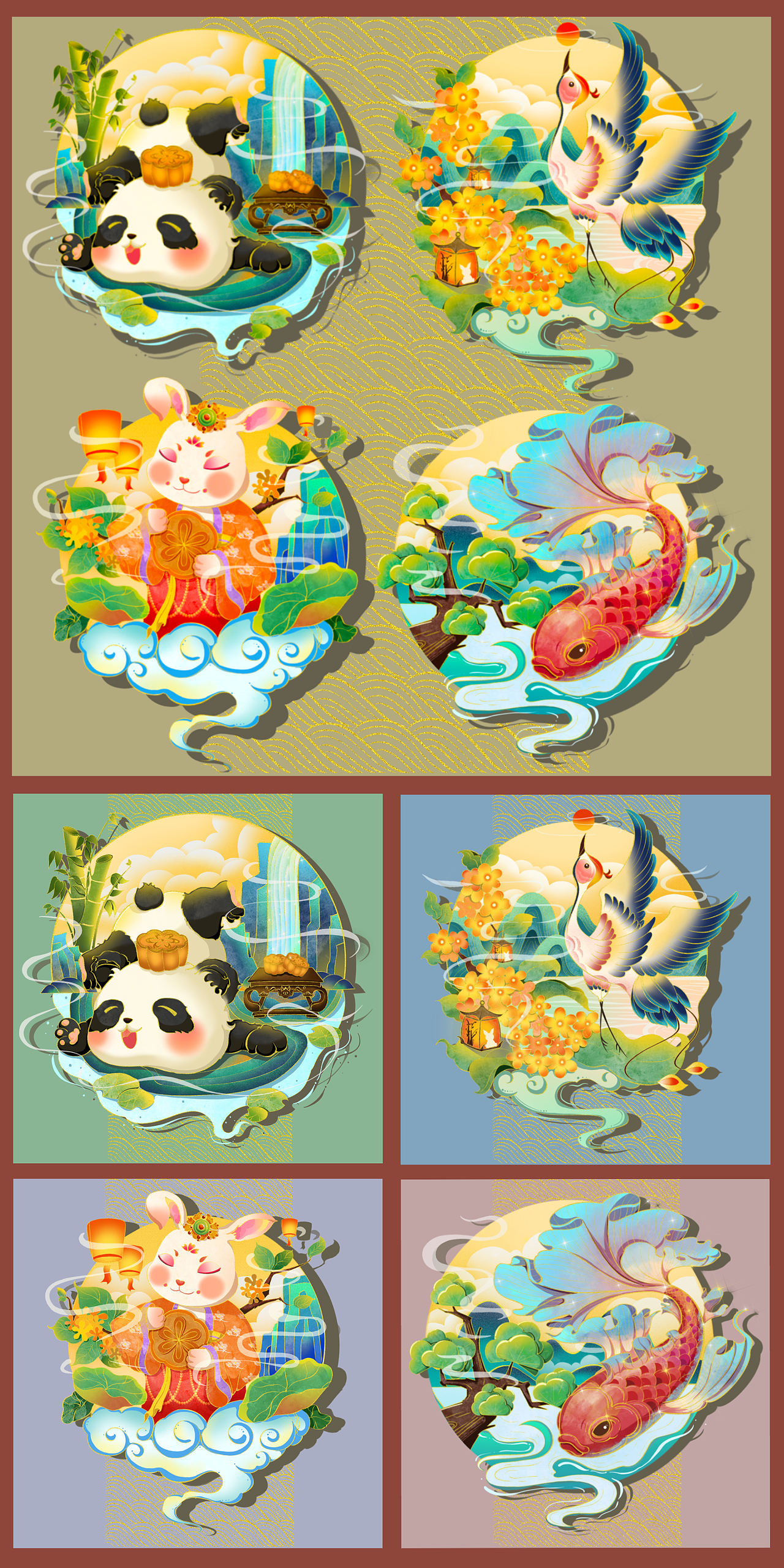 熊猫#仙鹤锦鲤q版小人人1号nano6550新年87山茶花&马蹄莲229nano6550